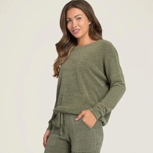 Barefoot Dreams CozyChic Ultra Lite Slouchy Pullover Olive Green